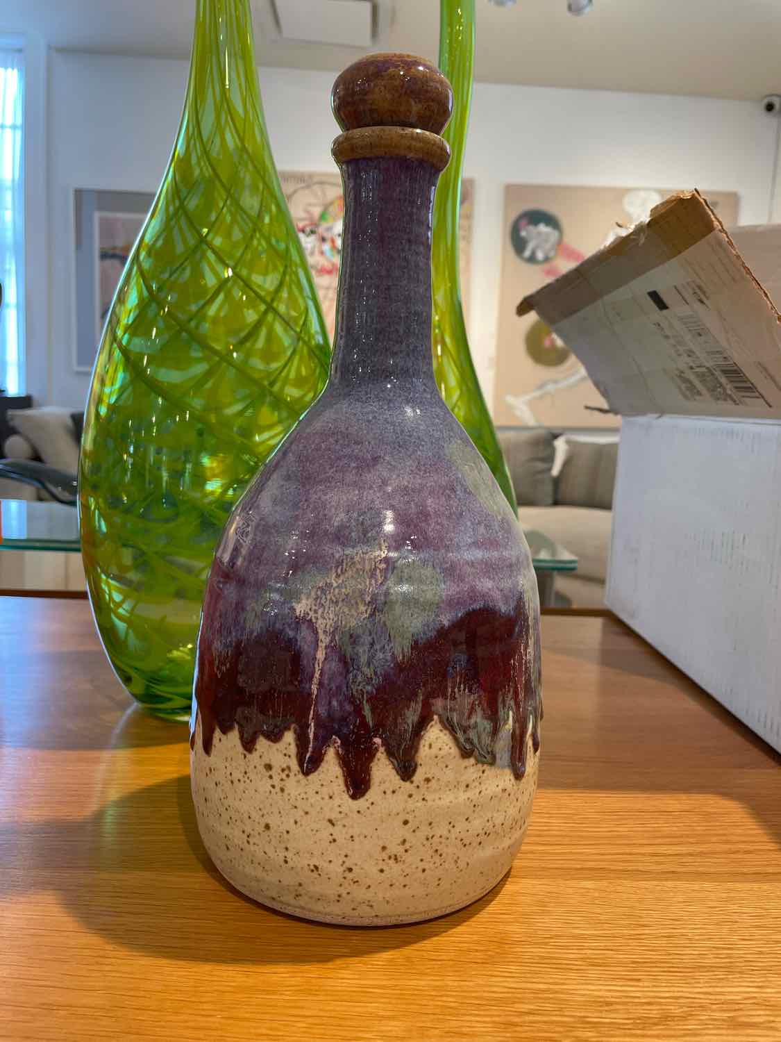 Purple Painted Pottery Jug