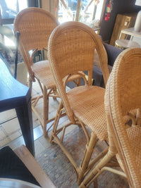 SET of 4 Sunwashed Riviera Rattan Counter Stools by Serena & Lily