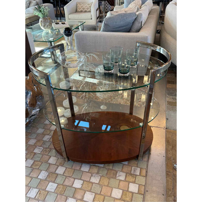 Gordon Glass & Chrome Tea Cart by Bassett Mirror Co.