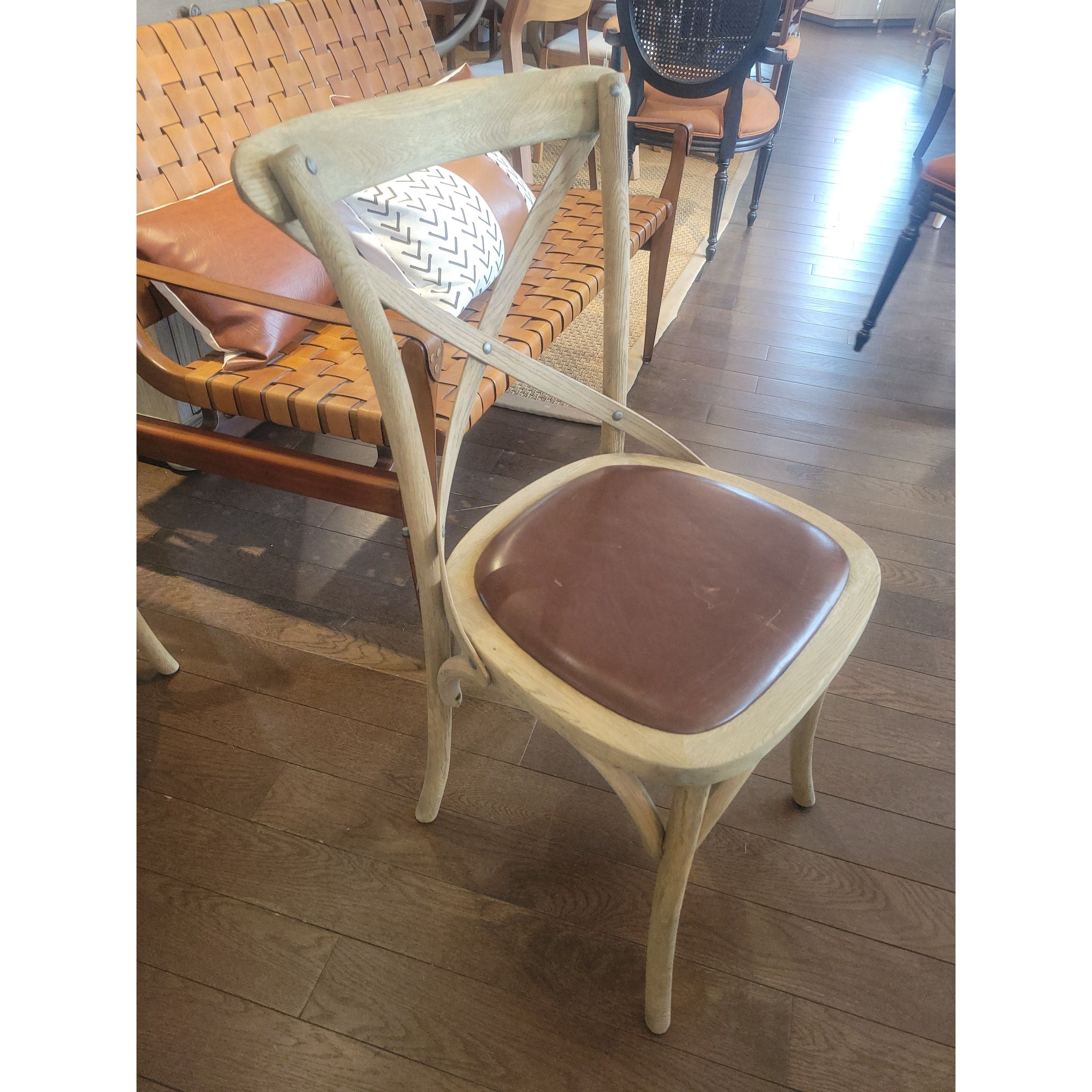 Madeleine X-Back Oak Chair w/ Leather Seat by RH