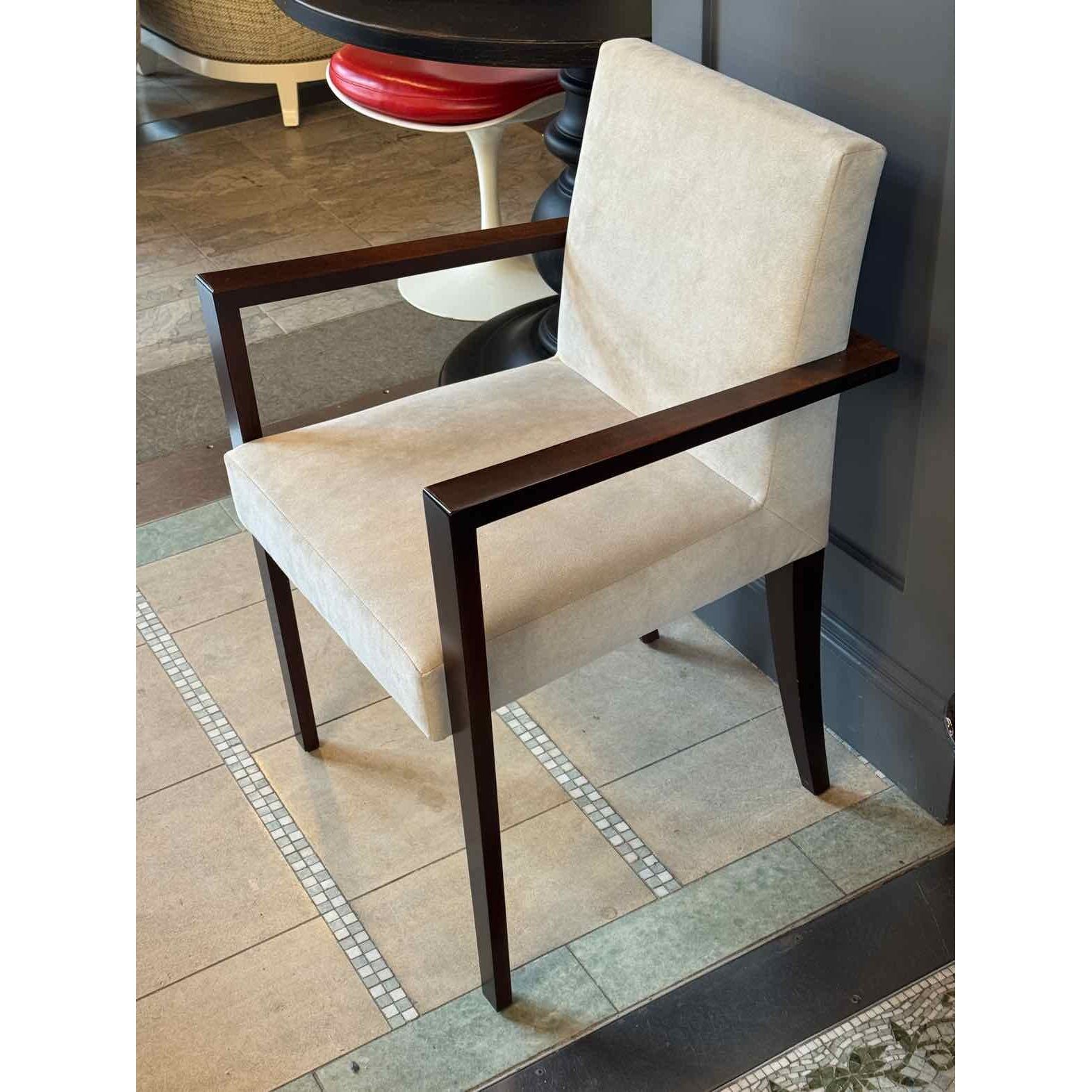 PAIR of 'French Line' Gray Suede & Wood Chairs by Didier Gomez for Lignet Rose