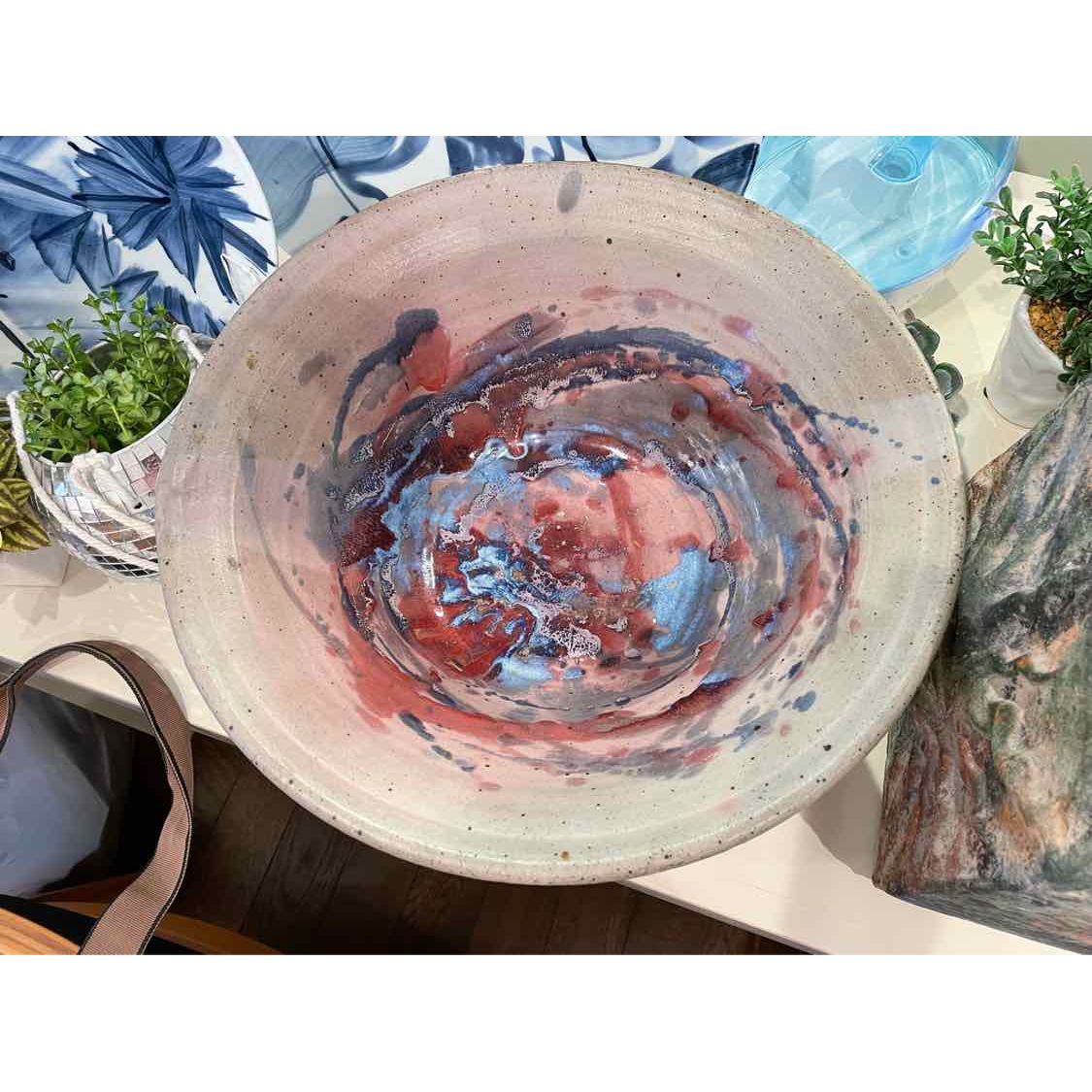 Painted Gray Decorative Ceramic Bowl - colletteconsignment.com