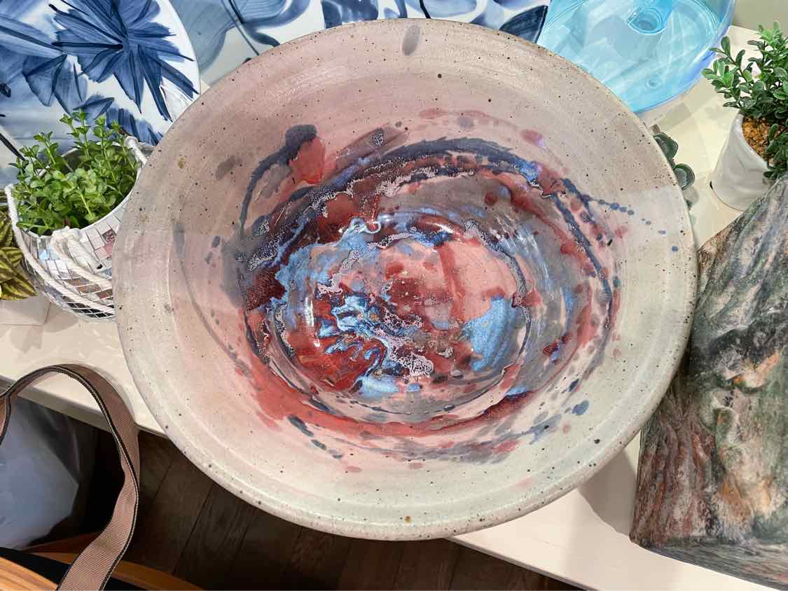 Painted Gray Decorative Ceramic Bowl
