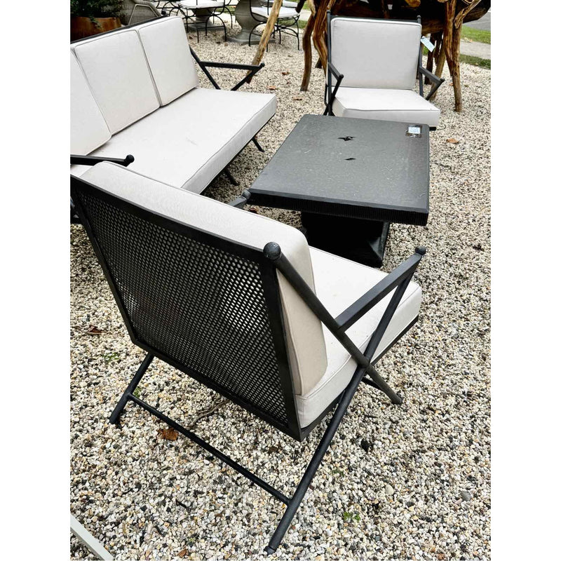 PAIR of 'Balta' Dark Gray Metal Lounge Chairs w/ Ivory Cushions by Made Goods