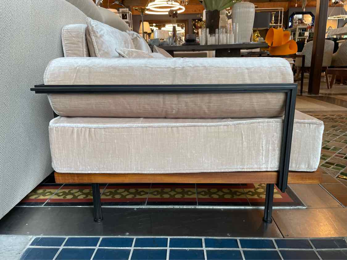 Low 2-Seater Sofa w/ Metal & Teak Frame Attrib. to P. Tendercool
