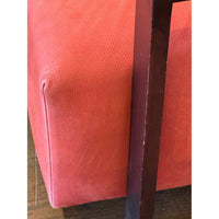 PAIR of Dark Wood & Red Pebbled Leather Club Chairs - AS IS