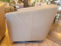 PAIR of Tan Leather Swivel Lounge Chairs by MG&BW (AS IS)