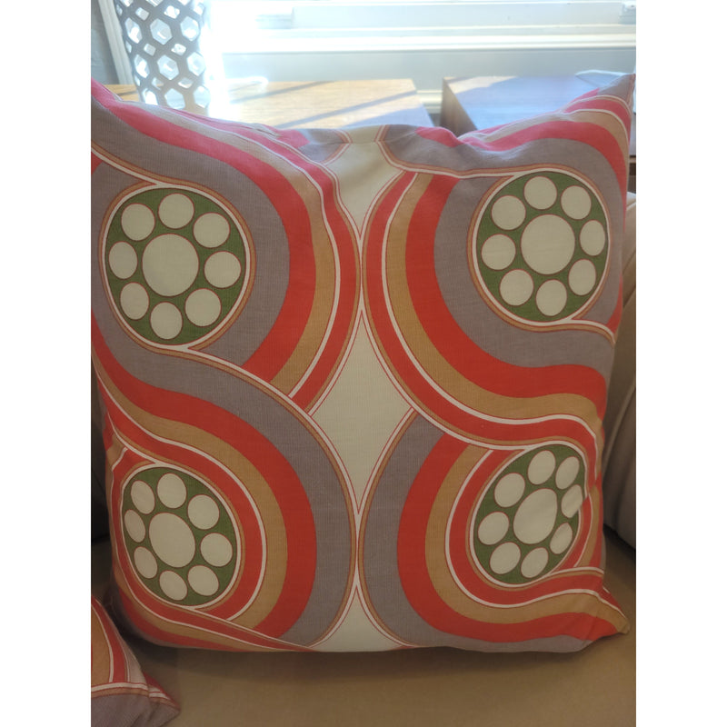 PAIR of Custom Retro Orange Circles Square Pillows