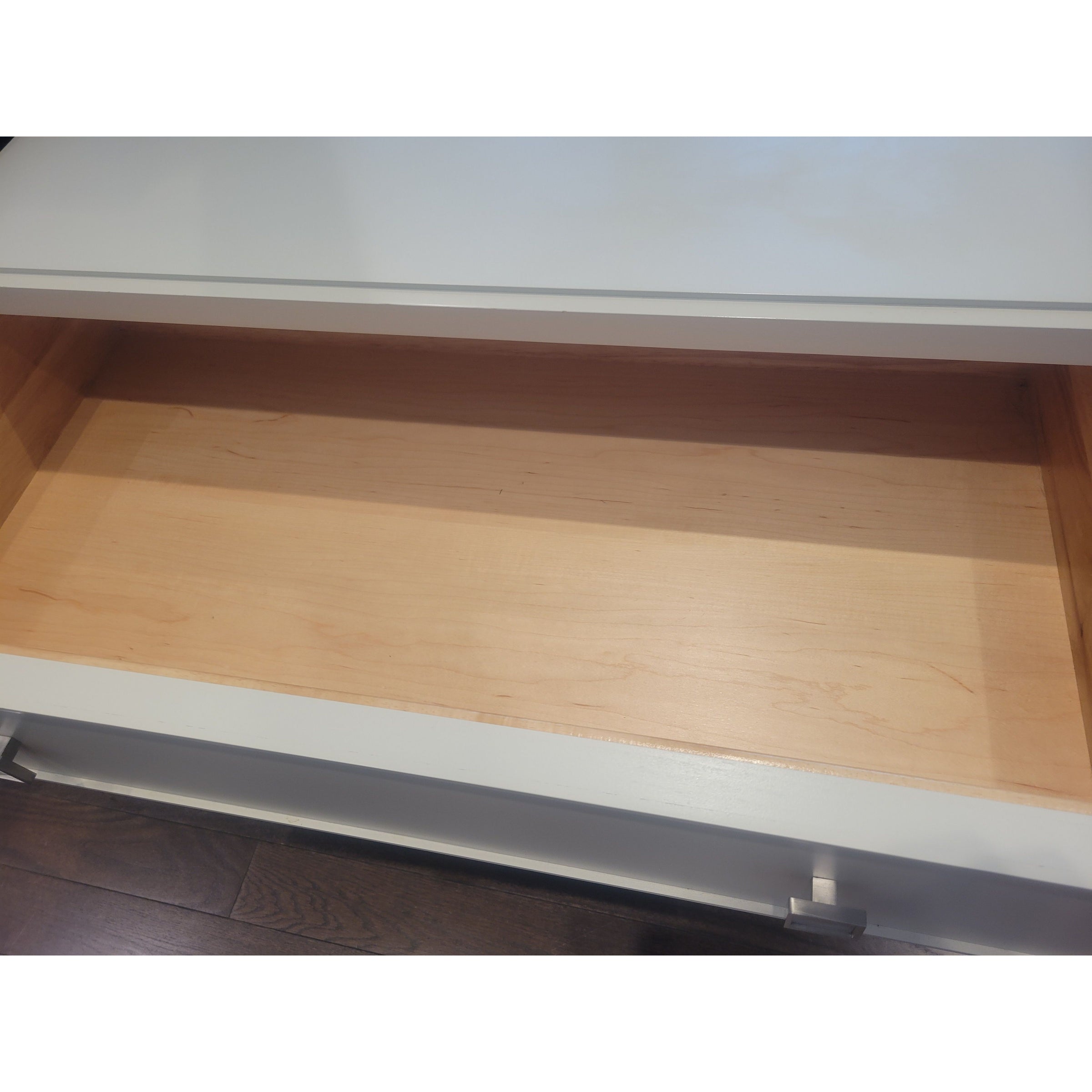 PAIR of 1-Drawer Matte White Lacquer Nightstands w/ Metal Pulls (AS IS)