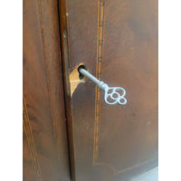 Antique Dark Wood Sideboard Server Cabinet w/ Key (AS IS)