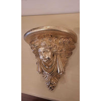PAIR of Ornate Wood Cherub Wall Shelves