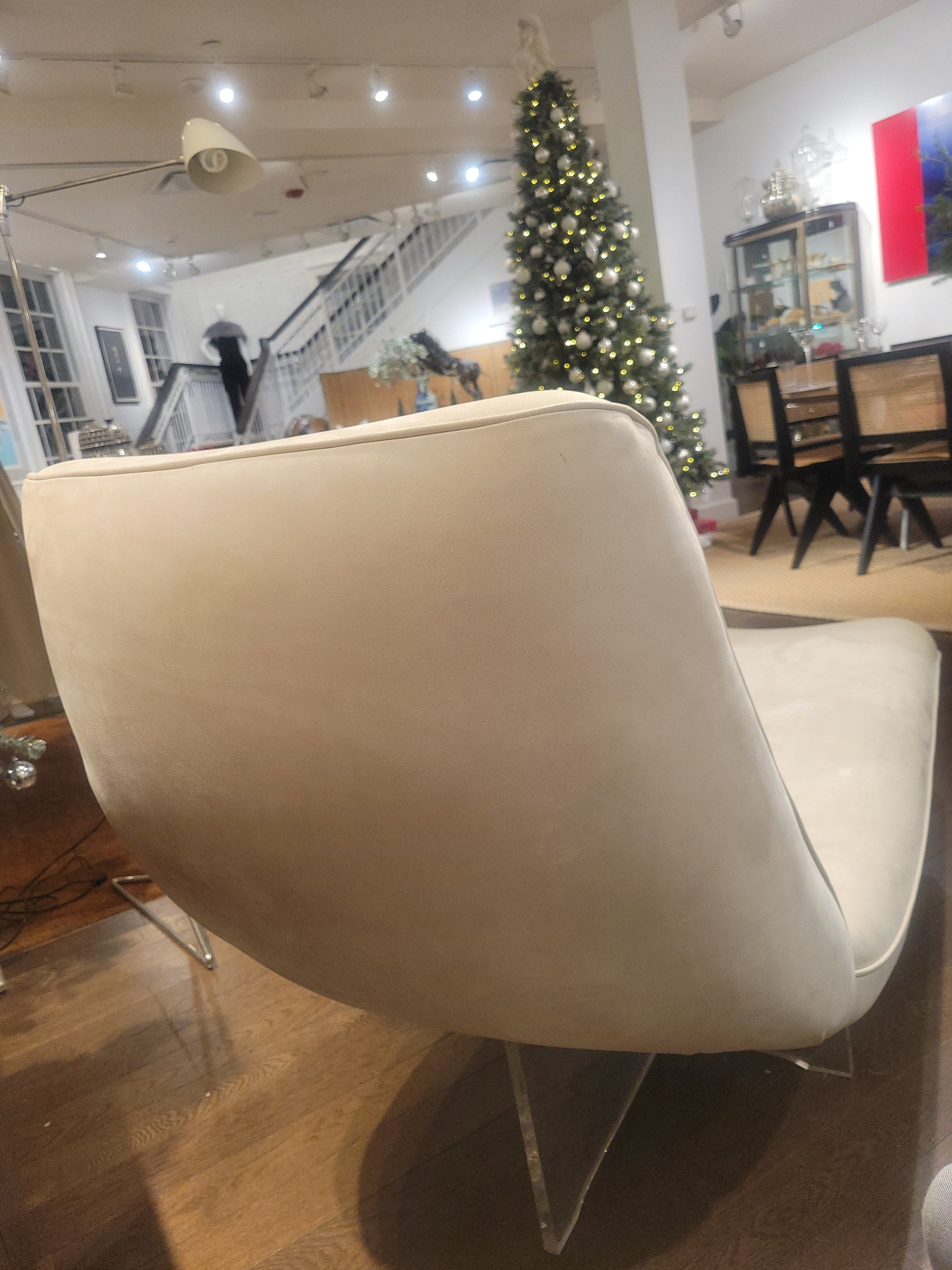 Suede Chaise on Lucite Base by Vladimir Kagan Couture - AS IS