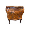 Small Vintage French Bombe Marquetry 2-Drawer Chest
