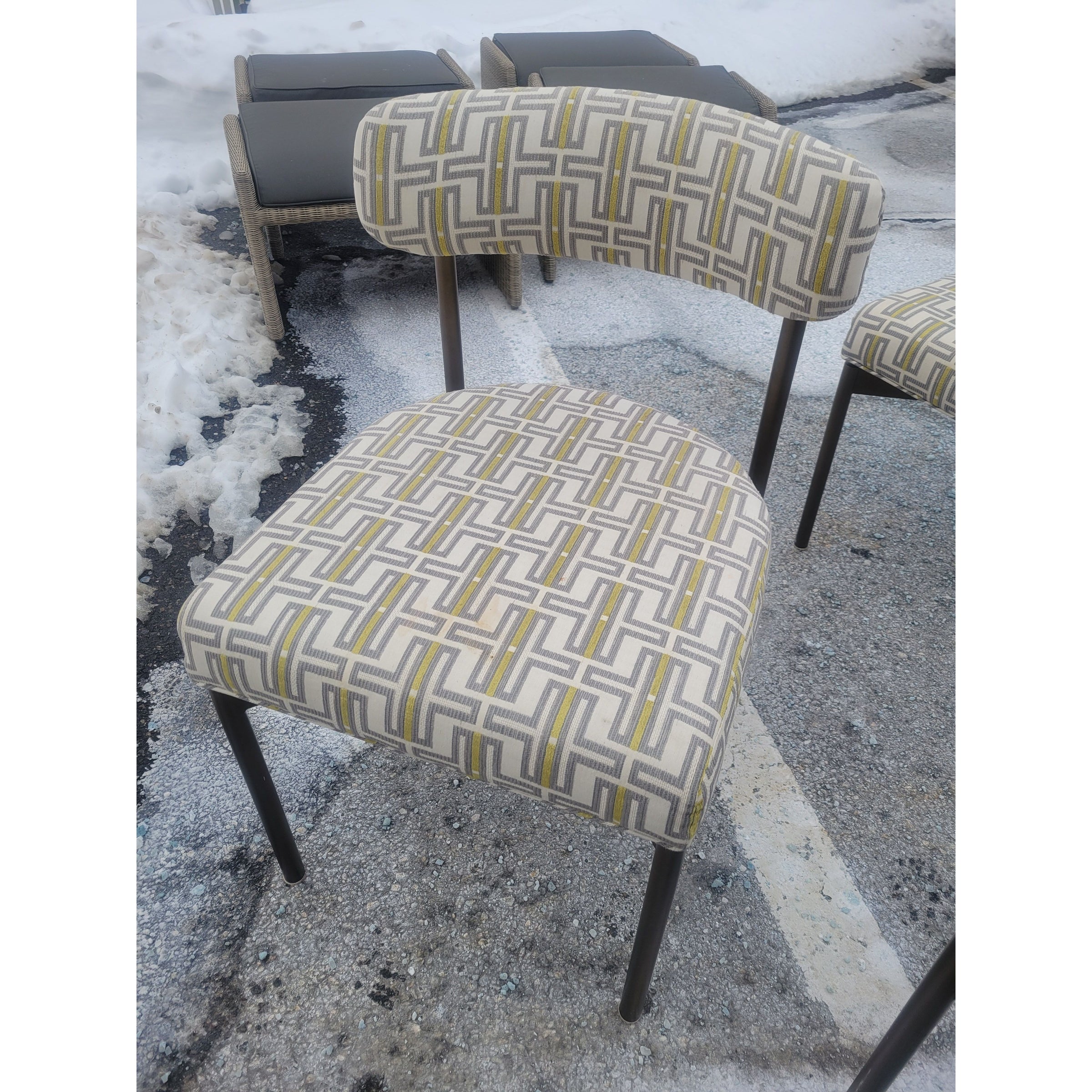 SET of 4 'Remy' Upholstered Dining Chairs on Pewter Legs by MG&BW (AS IS)