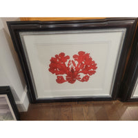 SET of 3 Coral Prints w/ Studded Black Frames