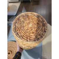 Tall Seagrass Wicker Basket w/ Lid - colletteconsignment.com