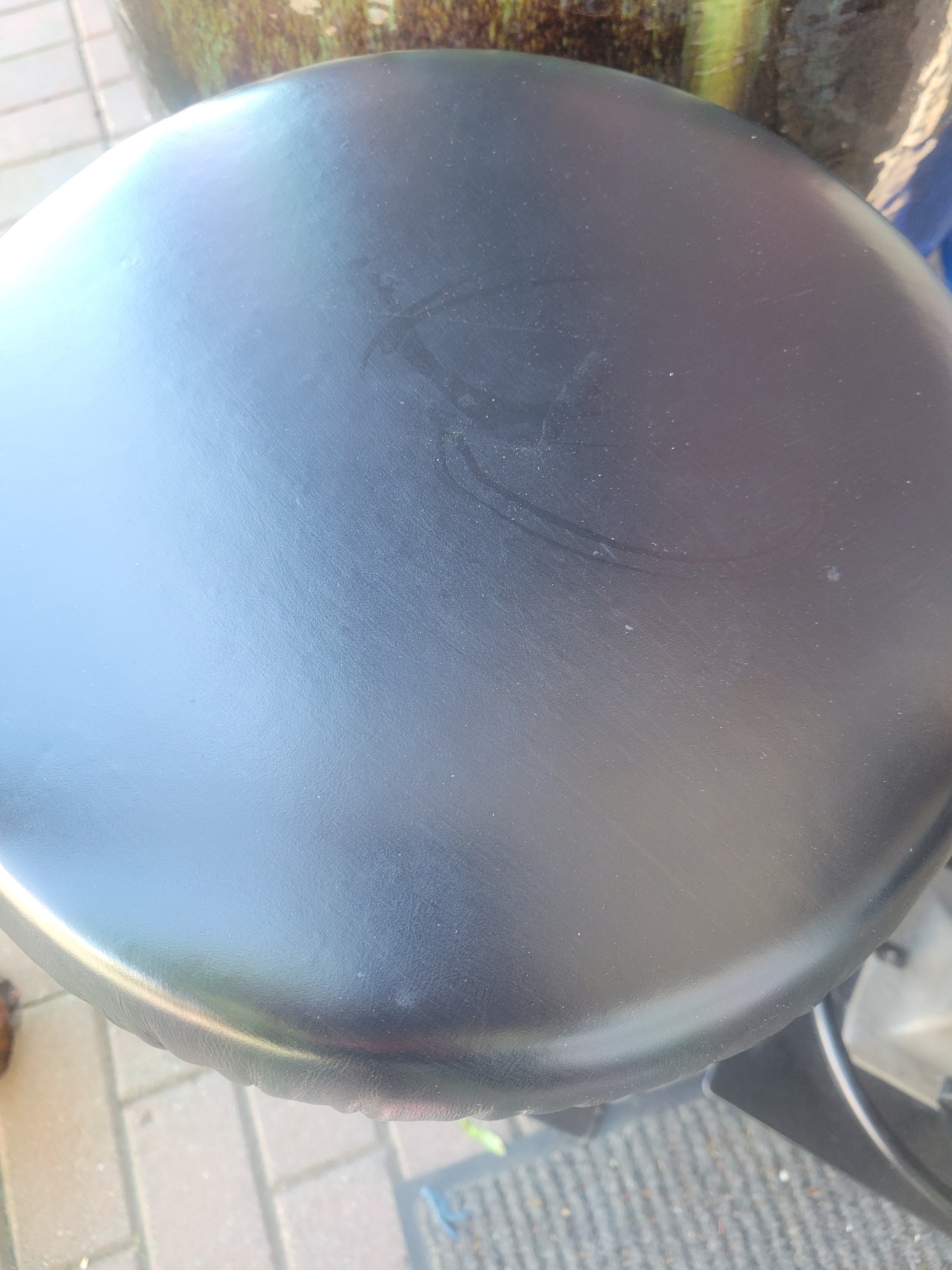 PAIR of Cast Iron Swivel Counter Stools w/ Black Leather Seats