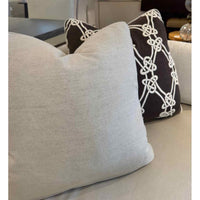 PAIR of Custom Brown & Off-White Nautical Knots Embroidered Square Pillows