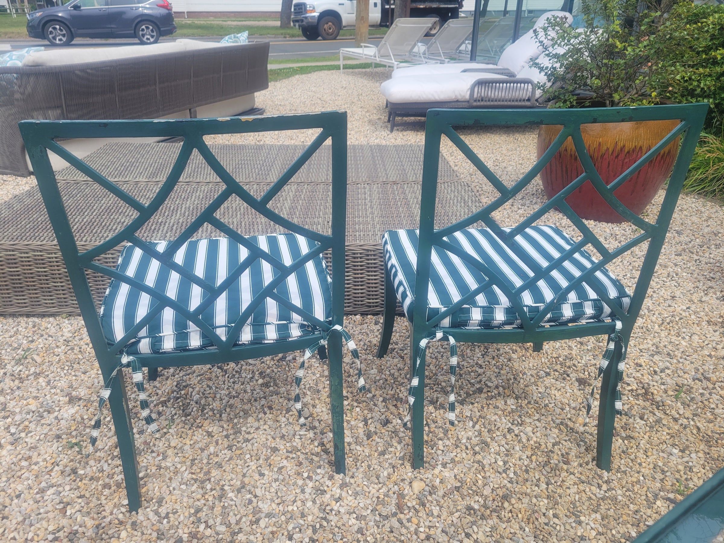 SET of Vintage Painted Iron Dining Table, 2 Arm Chairs, 4 Side Chairs (AS IS)