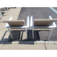 SET of 4 Flight Woven Wicker & Aluminum Dining Chairs by Brown Jordan (AS IS)