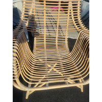 PAIR of Venice Rattan Chairs w/ White Cushions by S&L