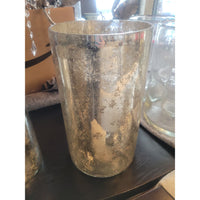 Tall Gold Mercury Glass Pillar Candle Holder