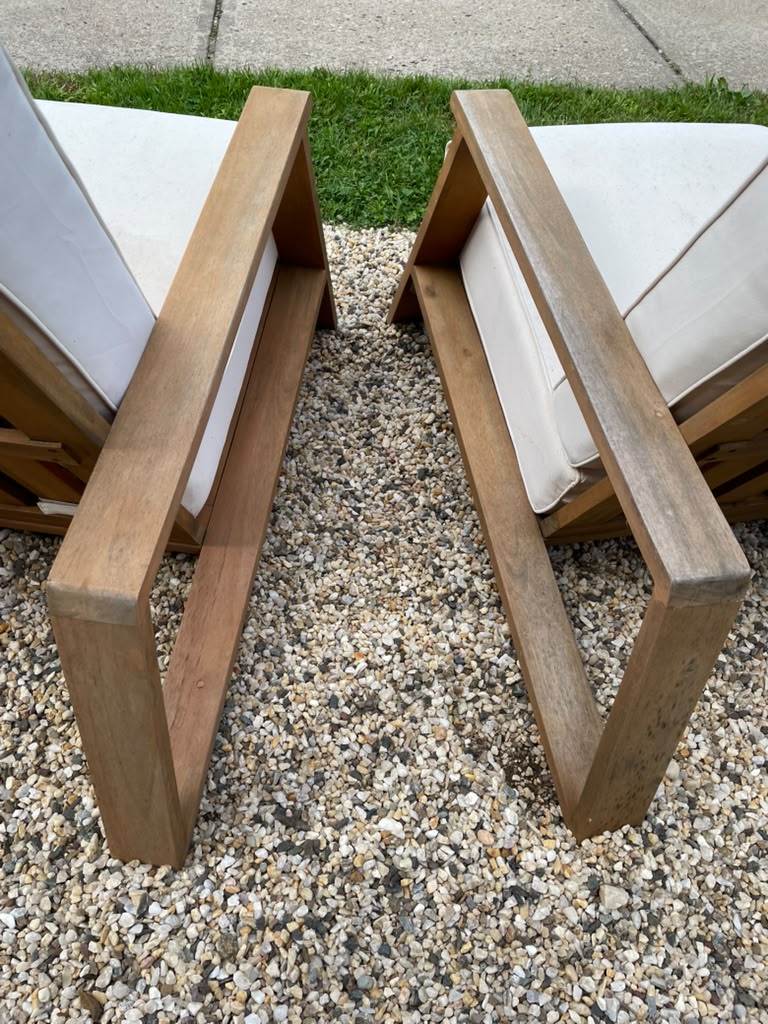 Pair of Outdoor Teak Lounge Chairs