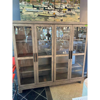 Restoration Hardware Gray Wood and Glass Cabinet