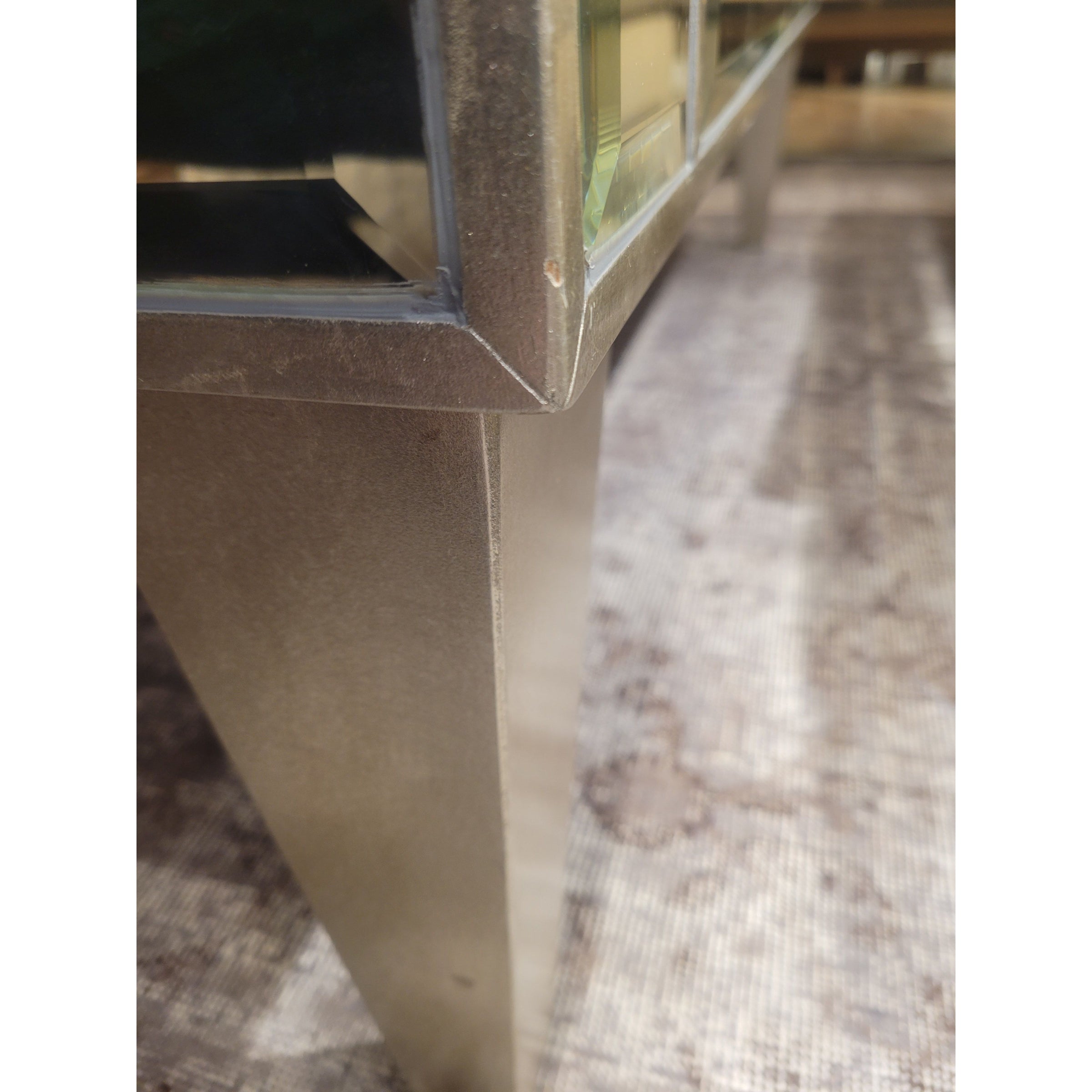 Mirrored Glass Silverleaf Finish Rectangular Coffee Table (As Is)