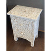 Indian Mother of Pearl Inlay Floral 2-Drawer Bedside Table