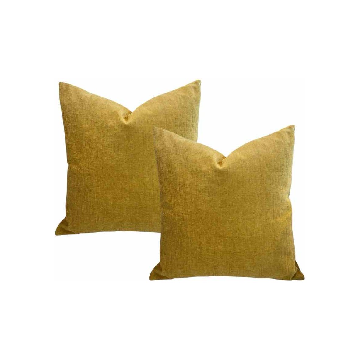 Pair of Gold Velvet Square Pillows
