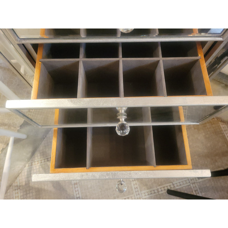 Mirrored Glass Jewelry Dresser w/ 8 Storage Compartments