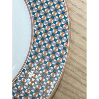 Hermes Tie Set Porcelain Salad / Dessert Plate w/ Green Trim