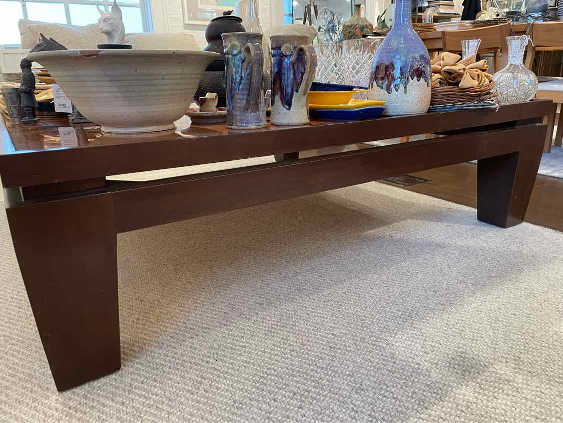 Custom Lacquered Walnut Coffee Table w/ Bamboo Insert (AS IS)