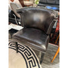 'Bertram' Black Leather Nailhead Chair by Theodore Alexander