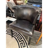'Bertram' Black Leather Nailhead Chair by Theodore Alexander