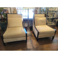 PAIR of Custom Barbara Berry Collection Lounge Chairs by Baker w/ Larsen Fabric - colletteconsignment.com