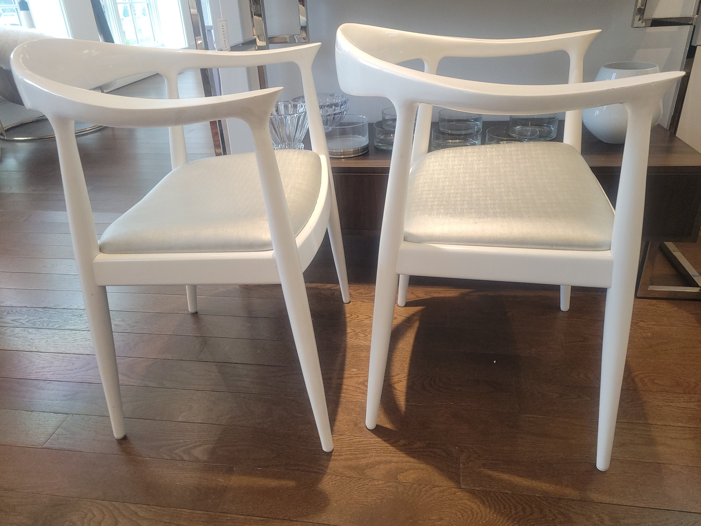 SET of 4 White Lacquered Mahogany Danish Dining Chairs by Villa & House (AS IS)