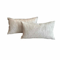 Pair of Custom Silver Embroidered Silk Lumbar Pillows - colletteconsignment.com
