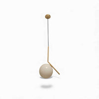 Milk Glass Ball on Brass Arm Pendant