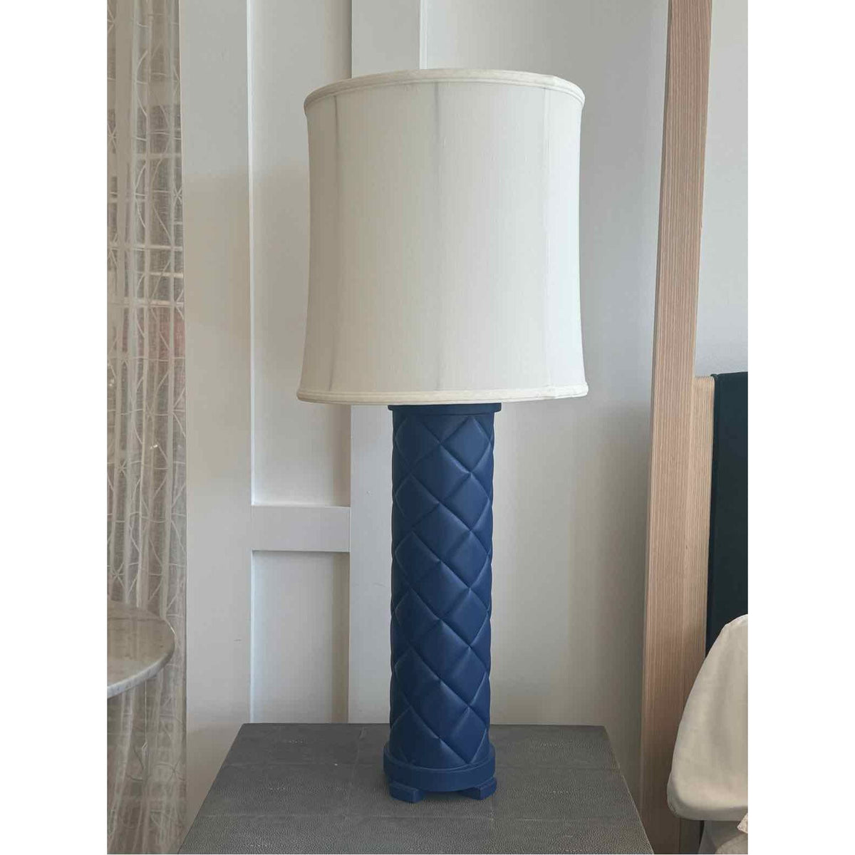 Pair of Fine Arts Blue Diamond Pattern Lamps