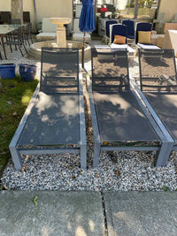 PAIR of Gray Mesh & Metal Outdoor Loungers by Life Outdoor Living (AS IS)