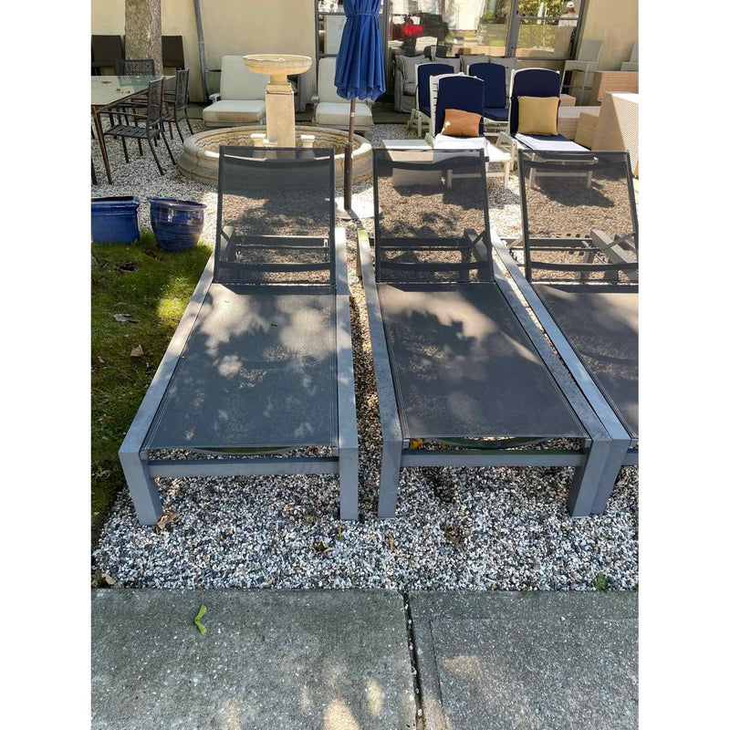 PAIR of Gray Mesh & Metal Outdoor Loungers by Life Outdoor Living (AS IS) - colletteconsignment.com