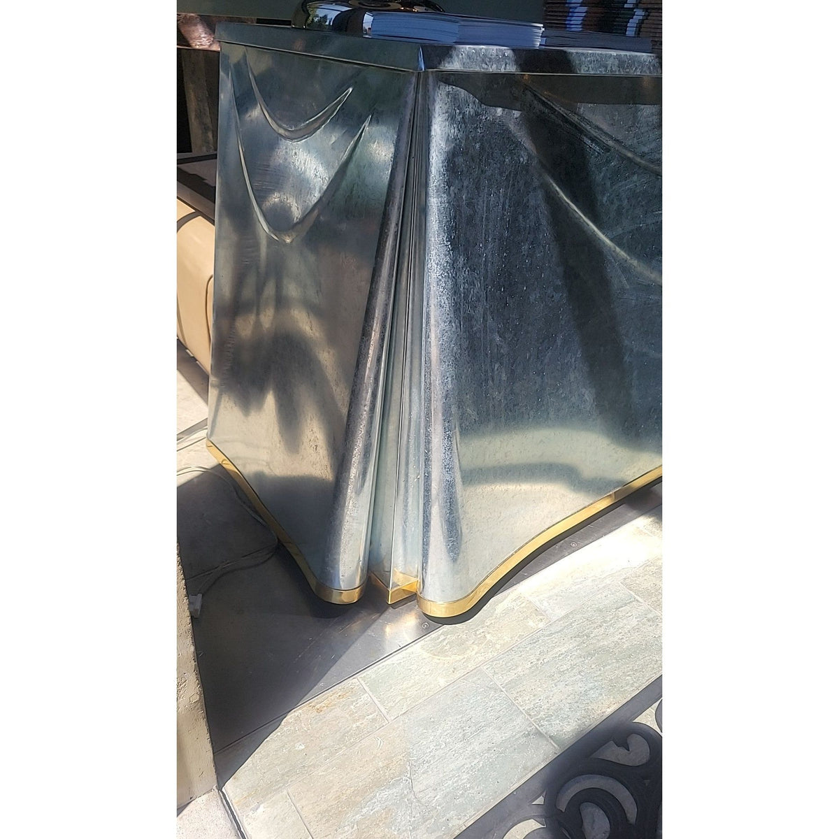 MCM Signed "Draped Table" by John Dickinson for Sutherland, 1970s Made from Galv