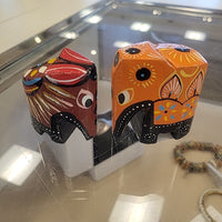 Pair of Painted Wooden Elephants from India