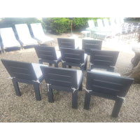 SET of 8 Brushed Aluminum Marbella Dining Chairs w/ Seats by RH (AS IS)