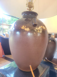PAIR of Brown Barton Vase Table Lamps by Vaughan w/ Shades