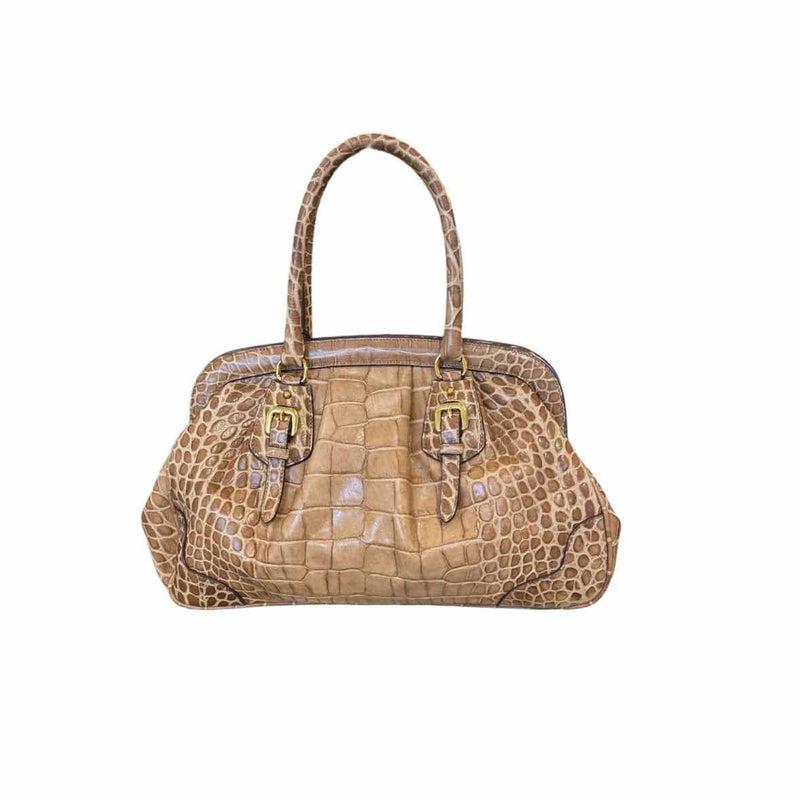 Prada Crocodile Caramel Satchel w/Magnetic Closesure 15"x4.5"x10"