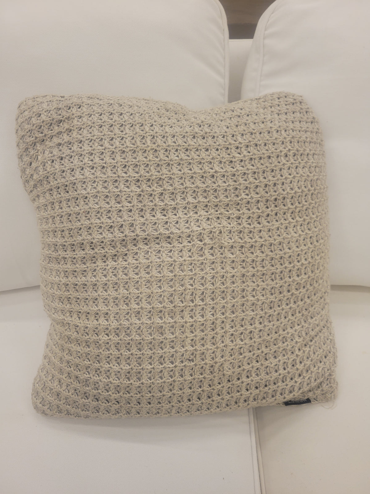 Haven Gray Cotton Waffle Knit Square Pillow by Safavieh