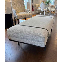 Ronan Modern Classic Grey Performance Upholstered Seat & Black Iron Frame Bench